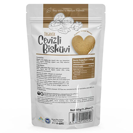 BUĞZ OG Natural Organik Cevizli Bisküvi (65 gr)