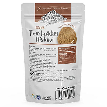BUĞZ OG Natural Organik Tam Buğday Bisküvi (80gr)