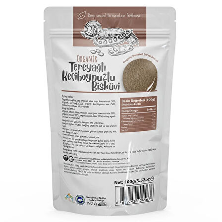 BUĞZ OG Natural Organik Tereyağlı Keçiboynuzlu Bisküvi (100 gr)