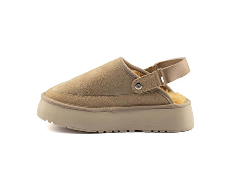 Canberra Kışlık Kadın Ayarlanabilir Kürk Detaylı Yüksek Taban Slipper