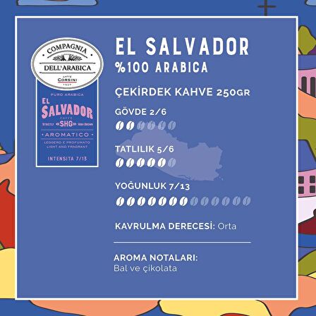 Caffe Corsini El Salvador %100 Arabica Çekirdek Kahve 250GR