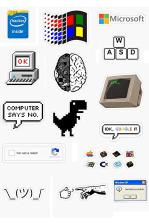 Nostaljik Bilgisayar - Microsoft Özel Tasarımlı 15'li Sticker Seti