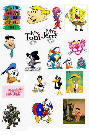 Eski Çizgi Filmler Nostaljik Sticker Seti