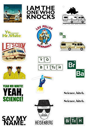 Breaking Bad Dizisi Sticker Seti - Telefon, Bilgisayar Ve Diğer Yüzeylere Uygun