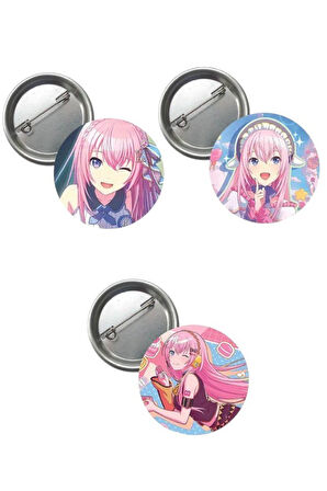 Hatsune Miku Pjsekai Project Sekai Colorful Anime Buton Rozet 3 Adet 44 mm Megurine Luka