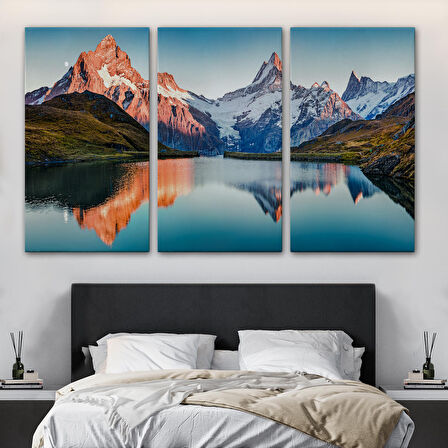 Bachalpsee Gölü ve İsviçre Alpleri Dekoratif Kanvas Duvar Tablosu-3624