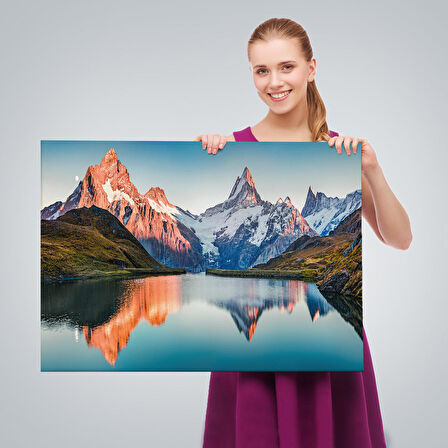 Bachalpsee Gölü ve İsviçre Alpleri Dekoratif Kanvas Duvar Tablosu-3624