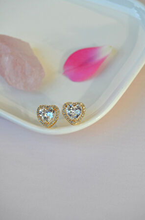 Zirkon Taşlı Kalp Küpe