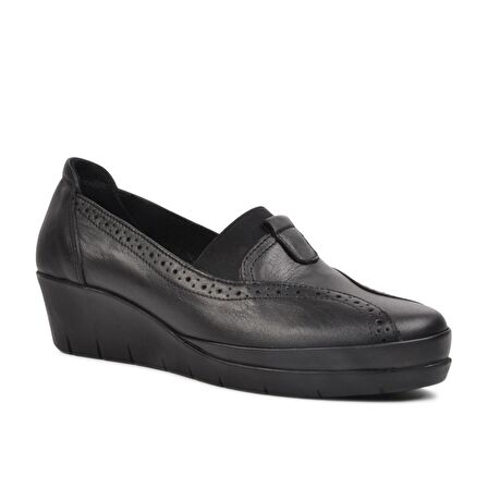 Ayakmod 888 Siyah Kadın Hakiki Deri Günlük Ayakkabı