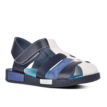 Şiringenç 210111 Lacivert-Kot-Beyaz Comfort Erkek Çocuk Sandalet