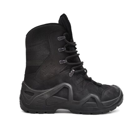 Scooter P 1490 Yuvarlak Burun Kısa Topuk Bağcıklı Su Geçirmez Outdoor Siyah Kar Botu Nubuk