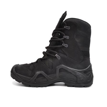 Scooter P 1490 Yuvarlak Burun Kısa Topuk Bağcıklı Su Geçirmez Outdoor Siyah Kar Botu Nubuk