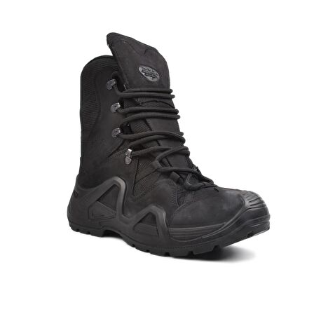 Scooter P 1490 Yuvarlak Burun Kısa Topuk Bağcıklı Su Geçirmez Outdoor Siyah Kar Botu Nubuk