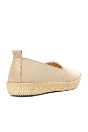 Voyager 7233-1 Bej Hakiki Deri Kadın Günlük Ayakkabı