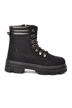 Walkway Sumi Siyah-Zümrüt İçi Kürklü Fermuarlı Kadın Bot