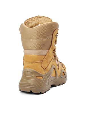 Scooter P1490 Yuvarlak Burun Kısa Topuk Bağcıklı Su Geçirmez Outdoor Bej Kar Botu Nubuk