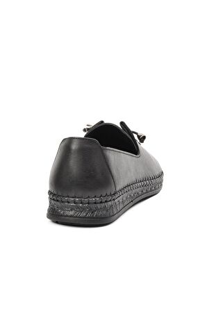 Voyager 8786 Siyah-Siyah Hakiki Deri Kadın Günlük Ayakkabı