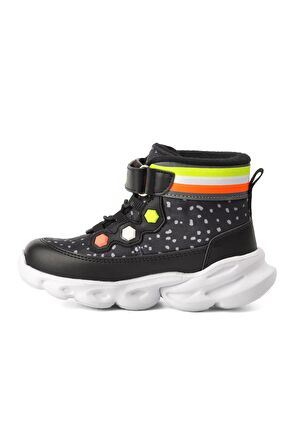 Pepino 1342-P Siyah-Fosfor Sarı Kız Çocuk Sneaker Bot