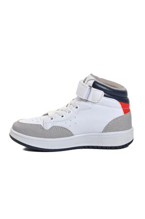 Po-10303-P Beyaz Çocuk Bilek Boy Sneaker