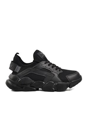 Walkway Hura Siyah-Siyah Fileli Hafif Unisex Spor Ayakkabı