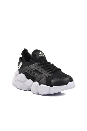 Walkway Hura Siyah-Beyaz Fileli Hafif Unisex Spor Ayakkabı
