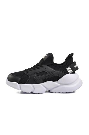 Walkway Hura Siyah-Beyaz Fileli Hafif Unisex Spor Ayakkabı