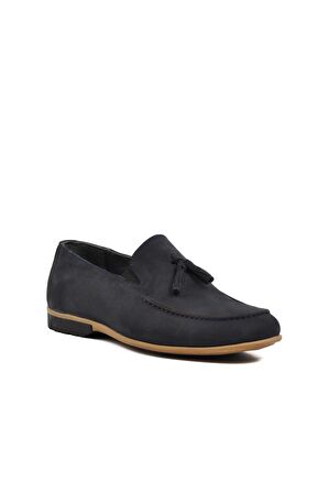 Ayakmod 7105 Lacivert Nubuk İçi Dışı Hakiki Deri Erkek Loafer Ayakkabı