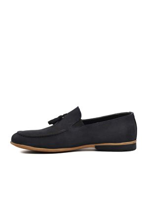 Ayakmod 7105 Lacivert Nubuk İçi Dışı Hakiki Deri Erkek Loafer Ayakkabı