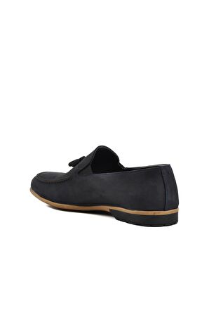 Ayakmod 7105 Lacivert Nubuk İçi Dışı Hakiki Deri Erkek Loafer Ayakkabı