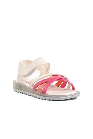 Ayakmod Arz 9000-P Beyaz-Fuşya-Pembe Kız Çocuk Sandalet