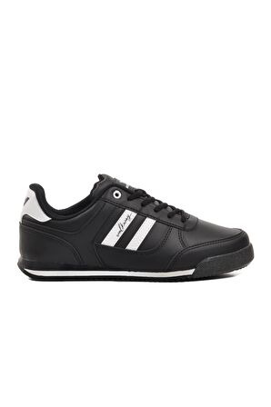 Walkway Effective PU Siyah-Beyaz Bağcıklı Unisex Sneaker