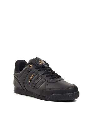 Walkway Effective PU Siyah-Altın Bağcıklı Erkek Sneaker