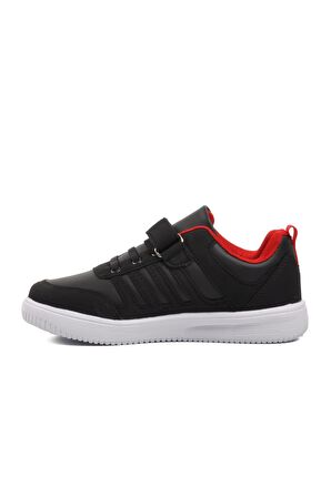 Walkway Mely-F Siyah-Beyaz-Kırmızı Cırtlı Çocuk Sneaker