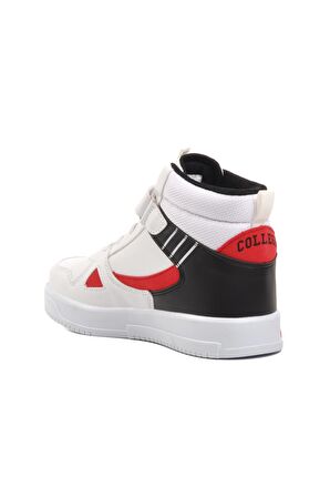 Pepino 1563-F Beyaz-Siyah-Kırmızı Cırtlı Çocuk Hi Sneaker