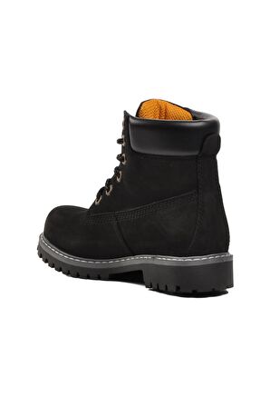 Bulldozer 240602 Siyah Nubuk Hakiki Deri Bağcıklı Unisex Bot