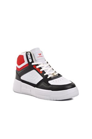 Walkway Berry Hi Beyaz-Siyah-Kırmızı Bağcıklı Unisex Hi Sneaker