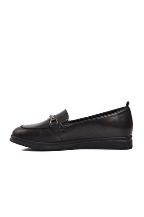 Ayakmod 44280 Siyah Hakiki Deri Kadın Loafer Ayakkabı