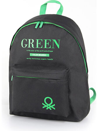 United Colors Of Benetton 03805 Çanta Siyah-Yeşil  Unisex Okul Çantası
