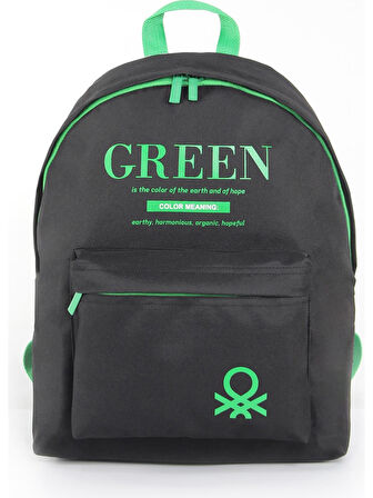 United Colors Of Benetton 03805 Çanta Siyah-Yeşil  Unisex Okul Çantası