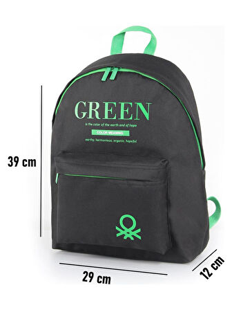 United Colors Of Benetton 03805 Çanta Siyah-Yeşil  Unisex Okul Çantası