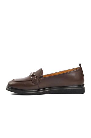 Ayakmod 44280 Kahve Hakiki Deri Kadın Loafer Ayakkabı