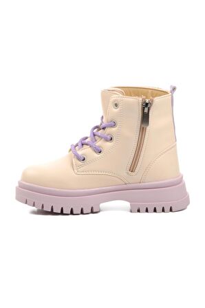 Pepino 1525-P Bej-Lila İçi Polarlı Kız Çocuk Bot