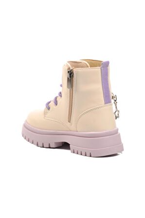 Pepino 1525-P Bej-Lila İçi Polarlı Kız Çocuk Bot