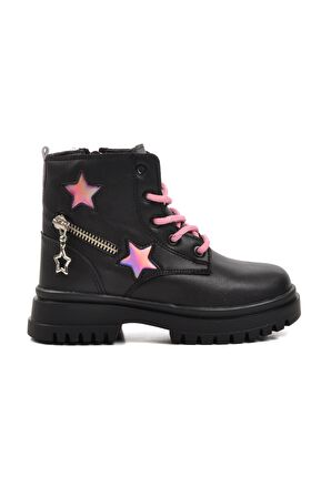 Pepino 1525-P Siyah-Pembe İçi Polarlı Kız Çocuk Bot