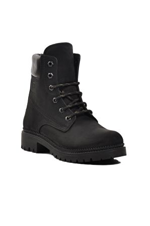 Ayakmod 90001-9 Siyah Nubuk İçi Polarlı Hakiki Deri Unisex Bot