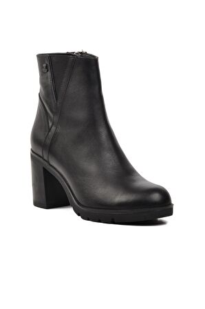 Venüs 2179125K Siyah Cilt Hakiki Deri Kadın Topuklu Bot
