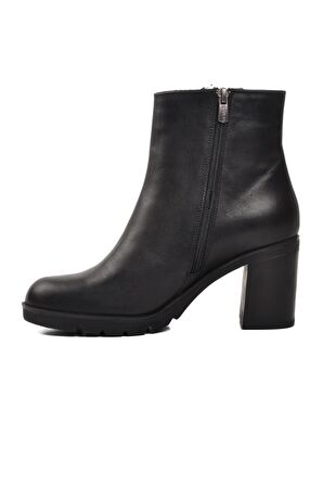 Venüs 2179125K Siyah Cilt Hakiki Deri Kadın Topuklu Bot