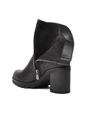 Venüs 2179125K Siyah Cilt Hakiki Deri Kadın Topuklu Bot