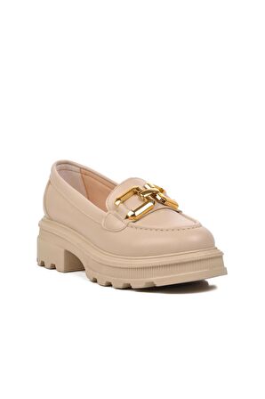 Ayakmod 572335 Bej Kadın Loafer Ayakkabı