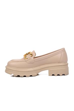 Ayakmod 572335 Bej Kadın Loafer Ayakkabı